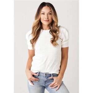 FRAME WOMEN'S PLEATED PANEL TEE IN WHITE-SIZE MEDIUM